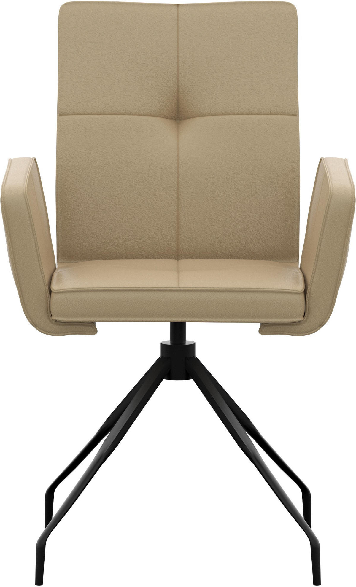 ARMLEHNSTUHL  , Lederauswahl  ,  , Echtleder  - Beige/Schwarz, Design, Leder/Metall (65/91/58cm) - Moderano