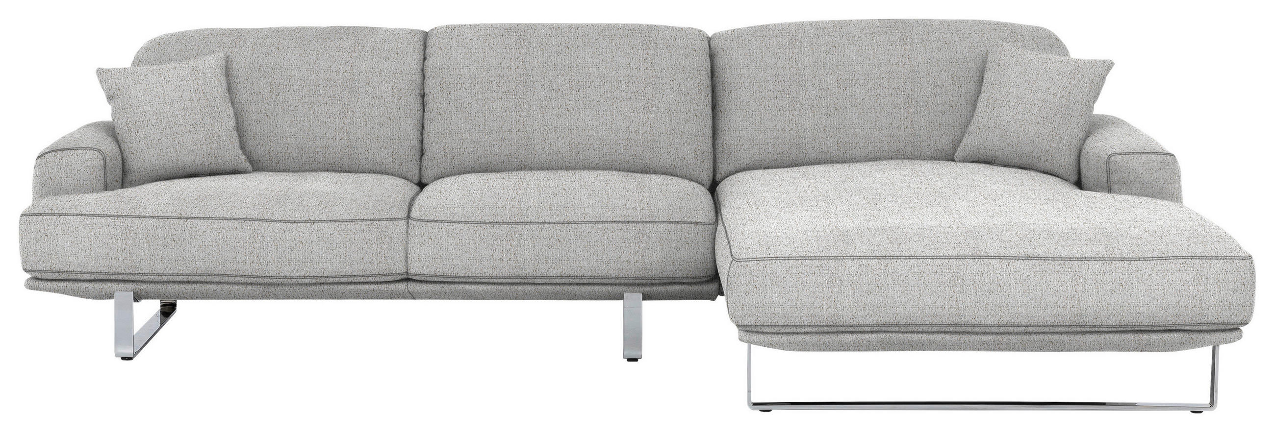 ECKSOFA in Flachgewebe Hellgrau  304/184 cm  - Chromfarben/Hellgrau, Design, Textil/Metall (304/184cm) - Dieter Knoll
