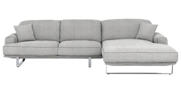 ECKSOFA in Flachgewebe Hellgrau  - Chromfarben/Hellgrau, Design, Textil/Metall (304/184cm) - Dieter Knoll