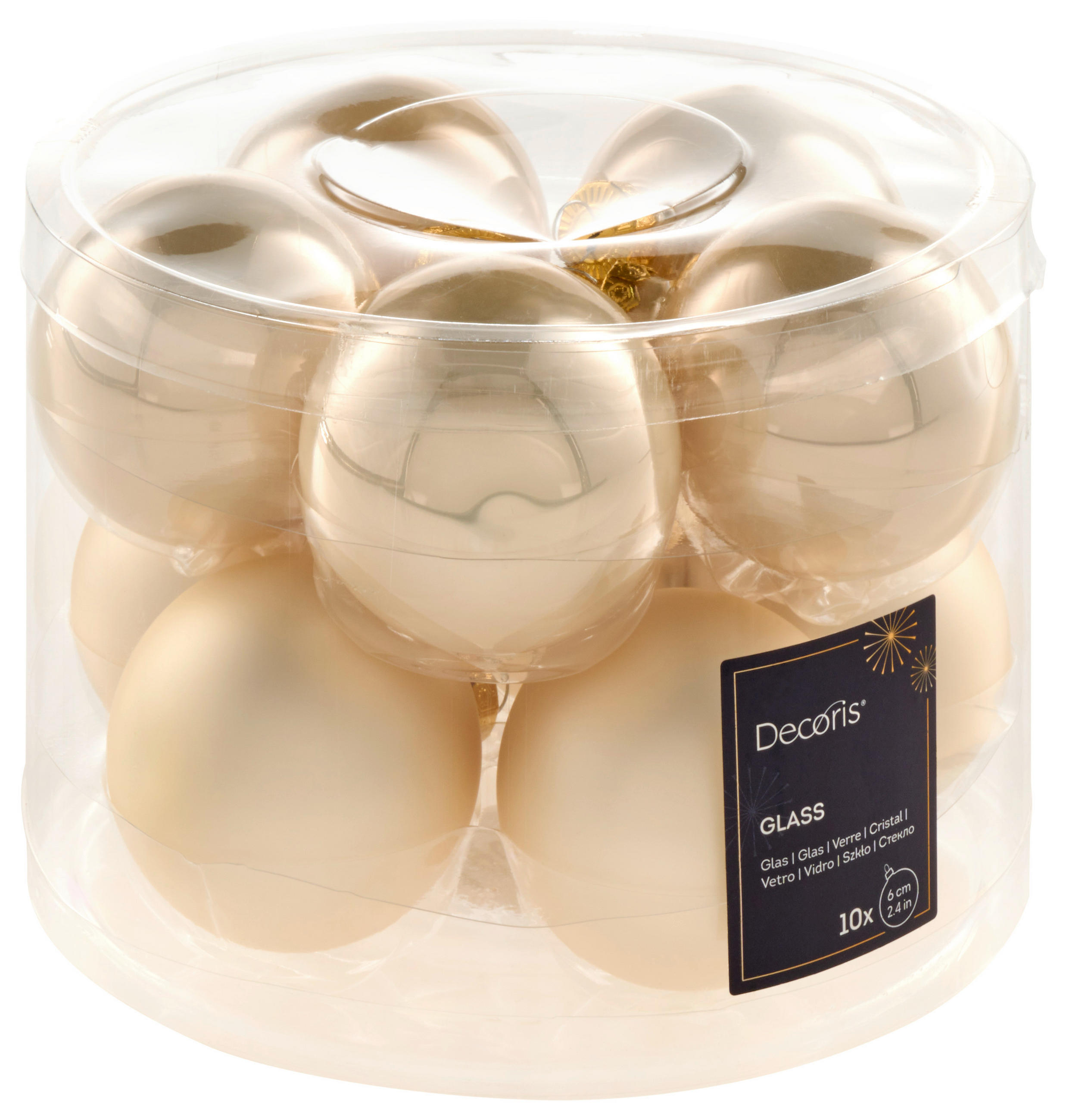 CHRISTBAUMKUGEL-SET 6 cm 10-teilig  - Perlmutt, KONVENTIONELL, Glas (6cm)