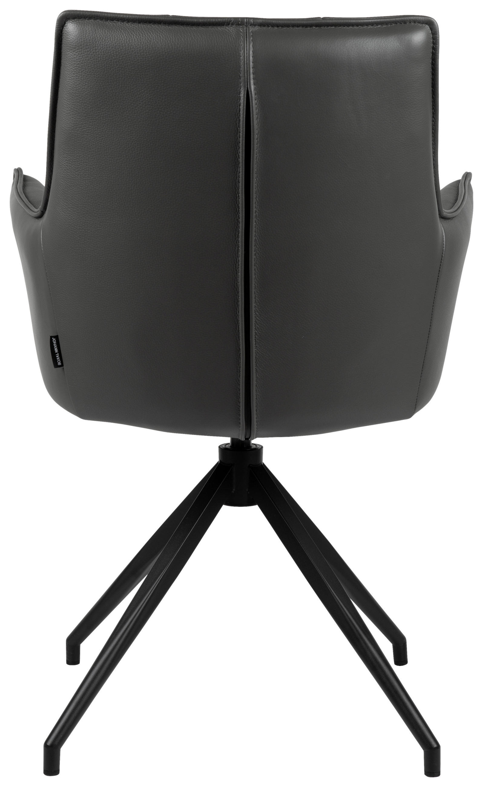 Thumbnail - Novel Armlehnstuhl, Anthrazit, Schwarz, Metall, Leder, Echtleder, Rindleder, Drehkreuz, 60x89.5x63 cm, Sitzfläche 360° d...