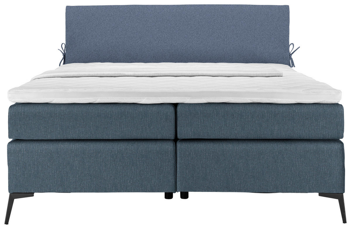 BOXSPRINGBETT 180/200 cm  in Blau, Dunkelblau  - Blau/Schwarz, Design, Textil/Metall (180/200cm) - Hom`in