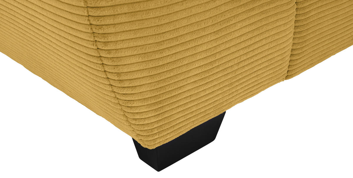 ECKSOFA Currygelb Cord Rückenkissen, Armlehnenkissen, Bettkasten, Schlaffunktion, Rücken echt, Liegefläche im Originalstoff  - Currygelb/Schwarz, KONVENTIONELL, Kunststoff/Textil (304/212cm) - Carryhome