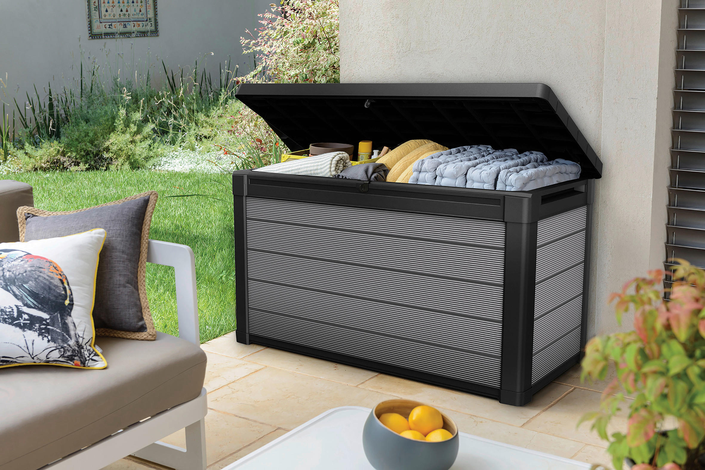 KISSENBOX 122,9/70,6/62,1 cm  - Anthrazit/Grau, Basics, Kunststoff (122,9/70,6/62,1cm) - Ambia Garden
