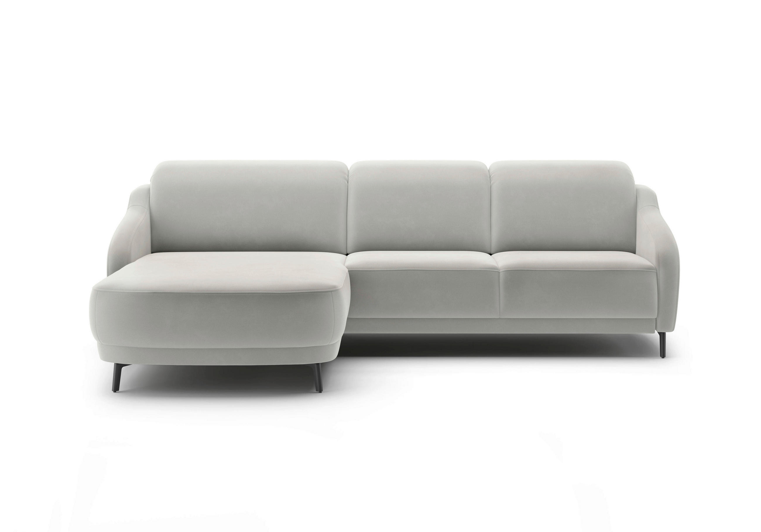 ECKSOFA BLUES V Sandfarben Samt  - Sandfarben/Schwarz, MODERN, Textil/Metall (191/271cm) - Sit & More