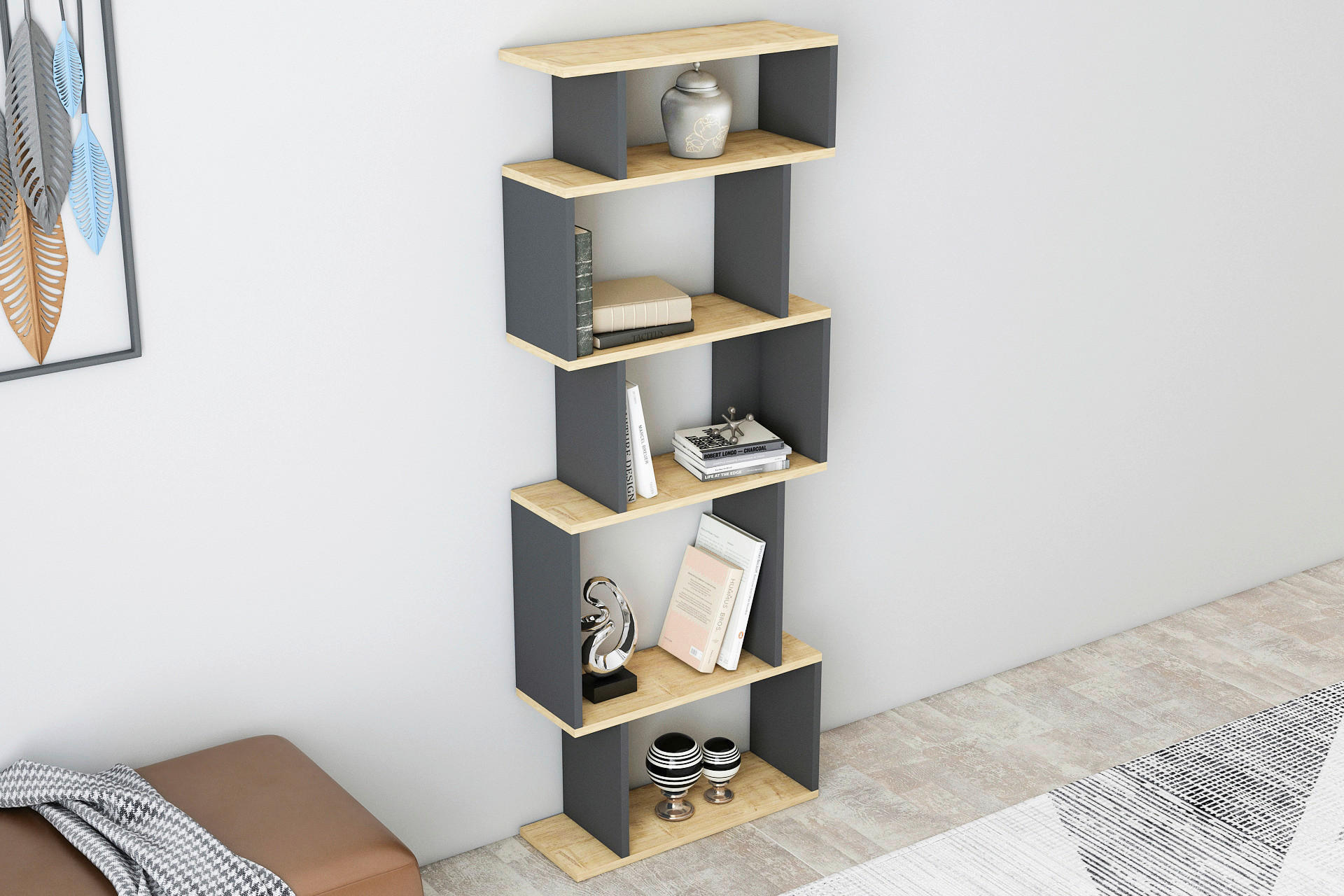 REGAL  60/160/22 cm Anthrazit, Eiche dunkel  - Eiche dunkel/Anthrazit, Design, Holzwerkstoff (60/160/22cm) - Livetastic