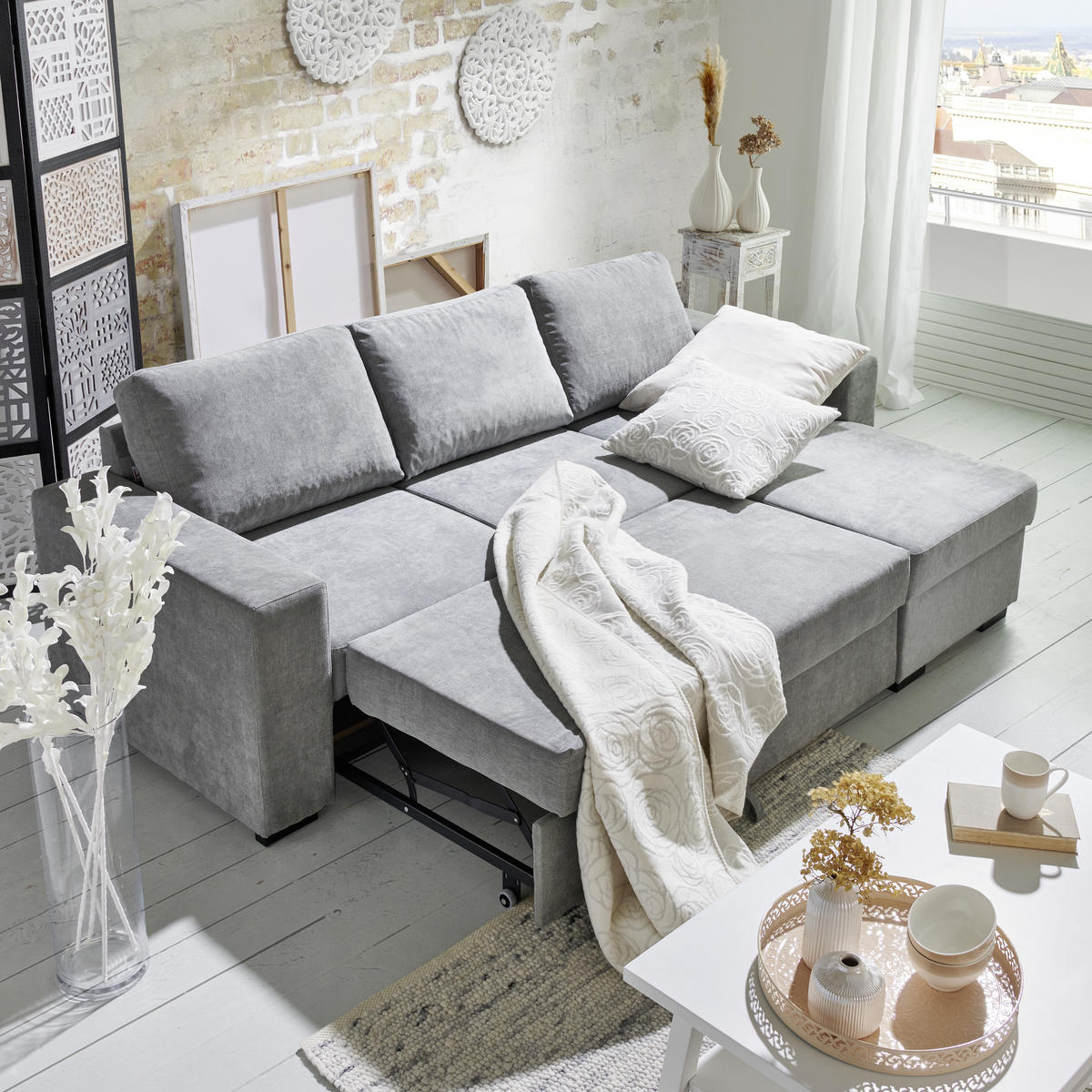 ECKSOFA Anthrazit Velours  - Anthrazit/Schwarz, Design, Kunststoff/Textil (244/157cm) - Carryhome