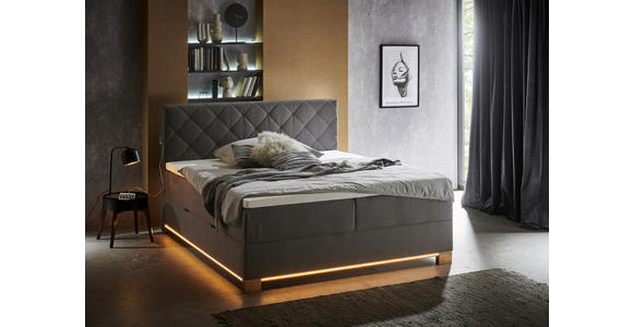 BOXSPRINGBETT 180/200 cm  in Anthrazit  - Eschefarben/Anthrazit, Design, Holz/Holzwerkstoff (180/200cm) - Xora