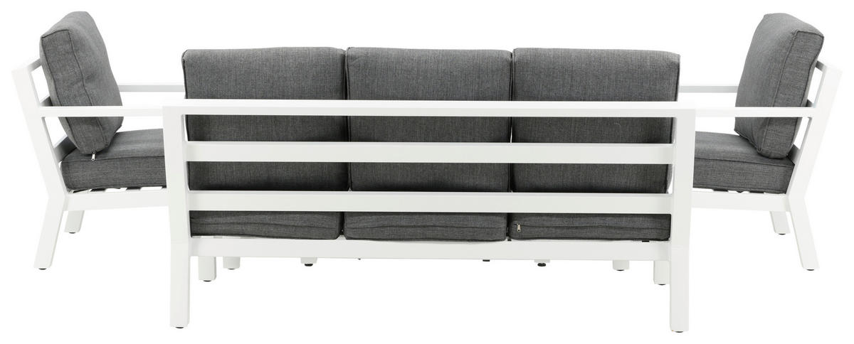 LOUNGEGARNITUR 4-teilig   Aluminium  - Weiß/Grau, Basics, Textil/Metall - Gardenson