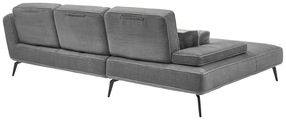 ECKSOFA Grau Cord  - Schwarz/Grau, KONVENTIONELL, Textil/Metall (205/304cm) - SetOne by Musterring