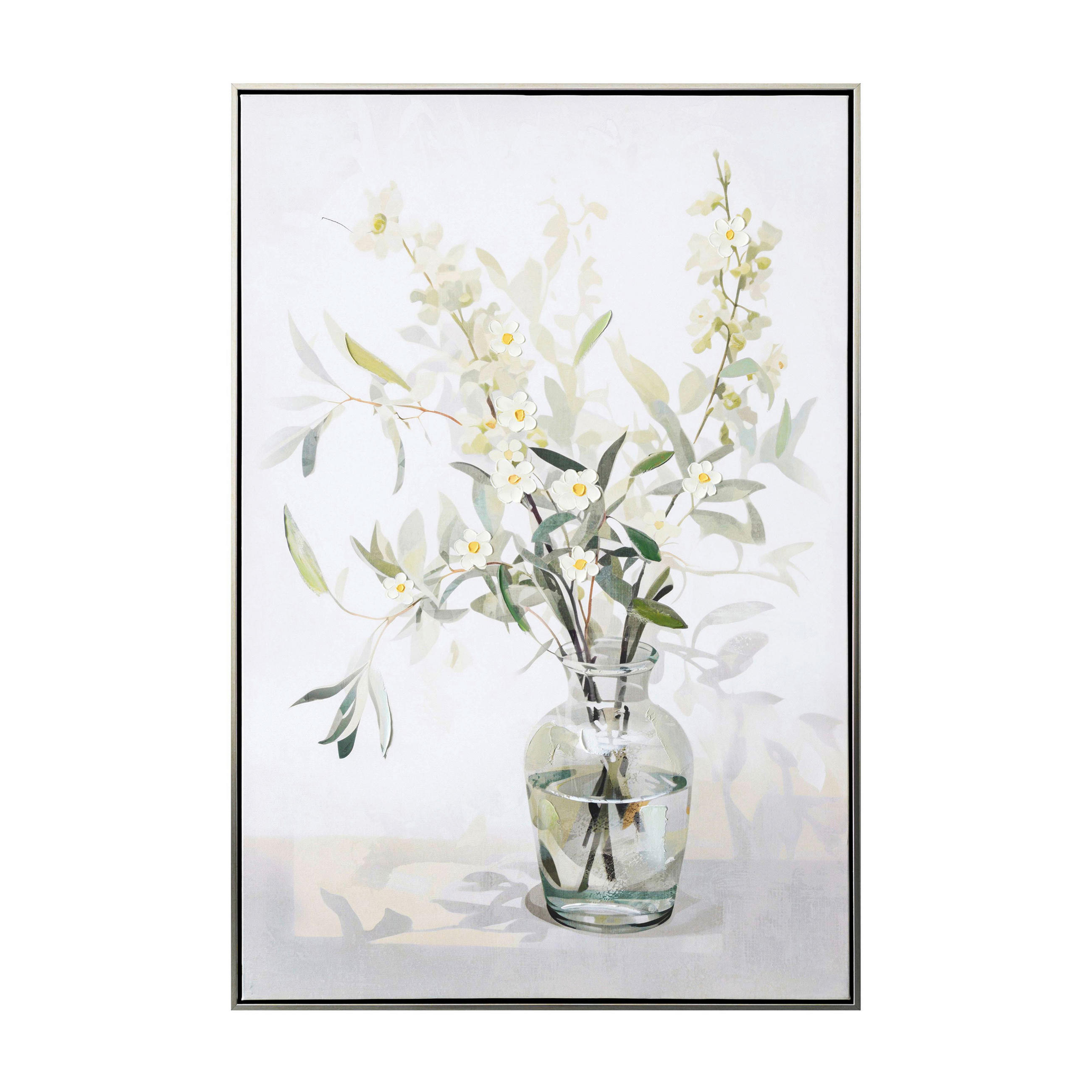 UMETNIŠKI POTISK  70/100 cm   - srebrne barve/zelena, Natur, umetna masa/tekstil (70/100cm) - Monee
