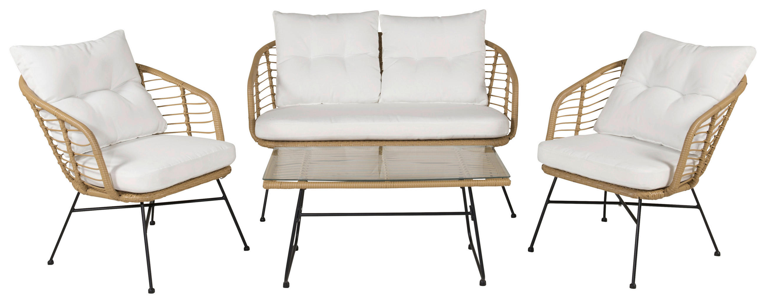 LOUNGEGRUPP  - beige/vit, Klassisk, metall/glas - Gardenson