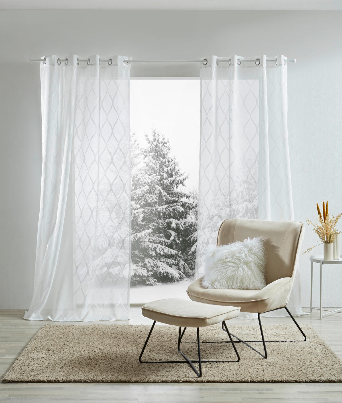 ÖSENSCHAL GAMMA halbtransparent 140/245 cm   - Weiß, Design, Textil (140/245cm) - Esposa