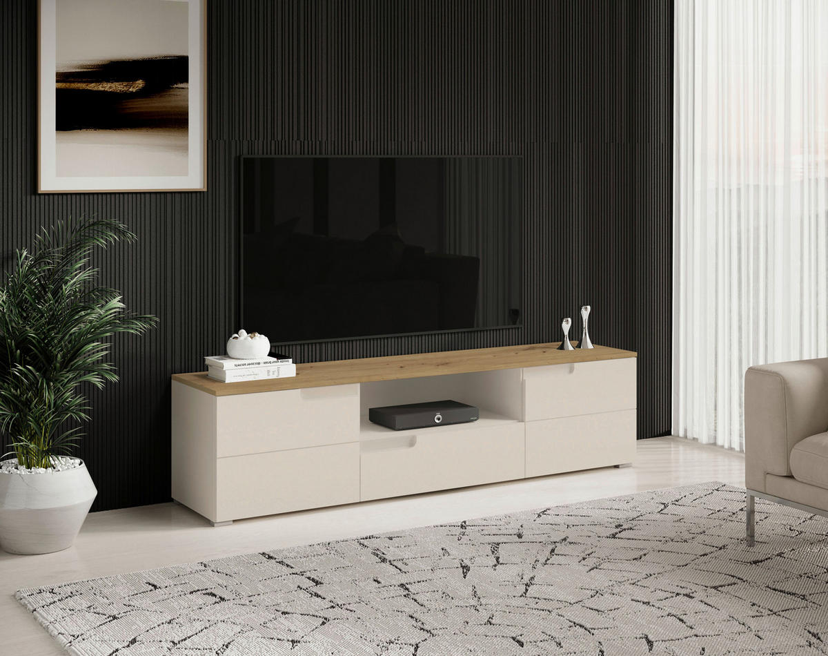 NÍZKÁ KOMODA, kašmírová, dub artisan, 165/42/40 cm - kašmírová/dub artisan, Design, kompozitní dřevo/plast (165/42/40cm) - MID.YOU