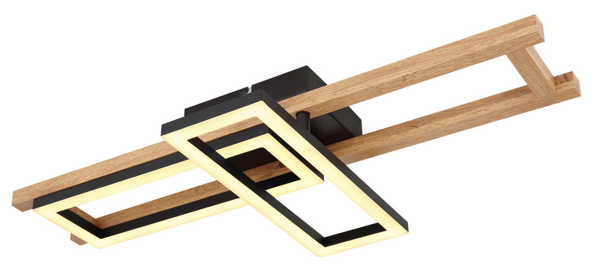 LED-DECKENLEUCHTE 20 W    69/36,5/10,5 cm  - Dunkelbraun/Opal, Natur, Holzwerkstoff/Kunststoff (69/36,5/10,5cm) - Globo