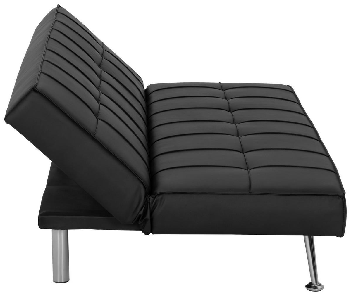 SCHLAFSOFA in Textil Schwarz  - Silberfarben/Schwarz, Basics, Textil/Metall (179/74/91cm) - P & B