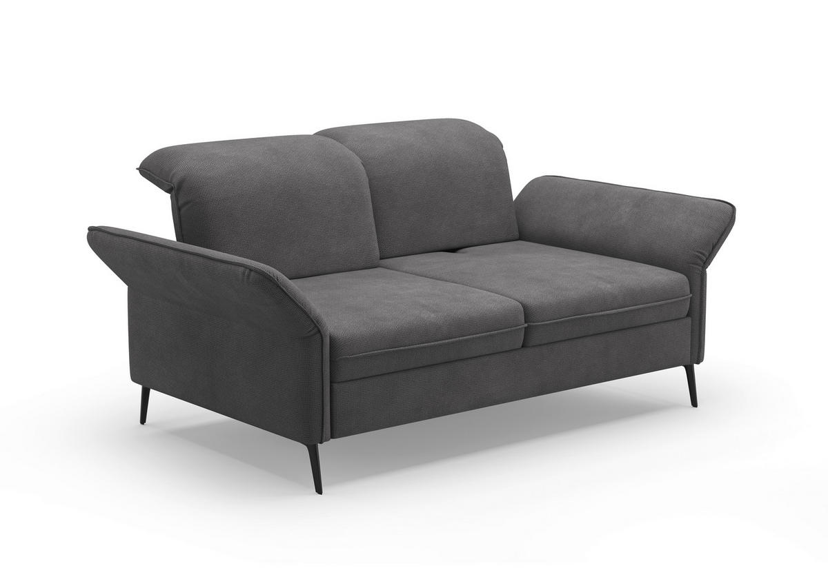 2,5-SITZER in Flachgewebe Grau  - Schwarz/Grau, KONVENTIONELL, Textil/Metall (189/92/123cm) - Sit & More