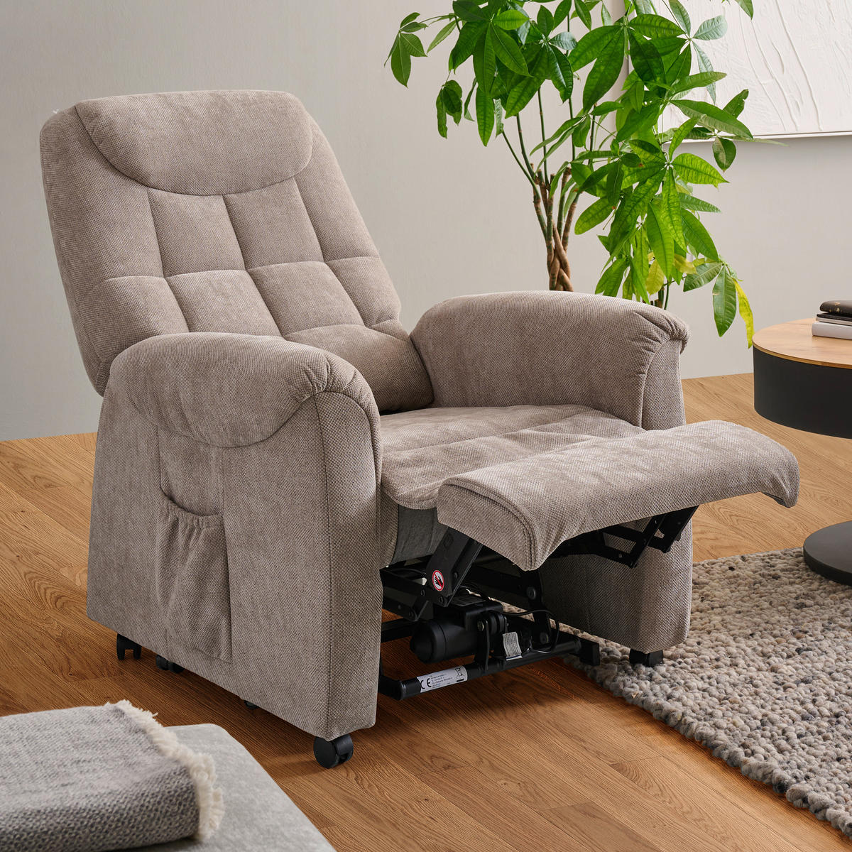 FERNSEHSESSEL in Chenille, Flachgewebe Grau  - Schwarz/Grau, KONVENTIONELL, Kunststoff/Textil (83/113/92cm) - Xora