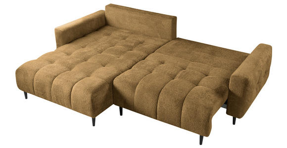 ECKSOFA  in Chenille Honig  - Schwarz/Honig, KONVENTIONELL, Holz/Textil (180/266cm) - Carryhome