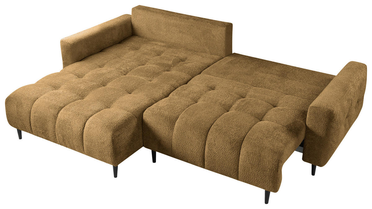 ECKSOFA in Chenille Honig  - Schwarz/Honig, Konventionell, Holz/Textil (180/266cm) - MID.YOU