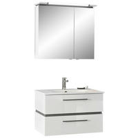 BADEZIMMER 3-teilig  in 81 cm  - Weiß/Grau, Design, Glas/Holzwerkstoff (81cm) - Musterring