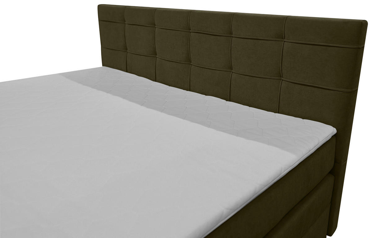 BOXSPRINGBETT 160/200 cm,  in Grün, H3 = fest  - Schwarz/Grün, KONVENTIONELL, Kunststoff/Textil (160/200cm)