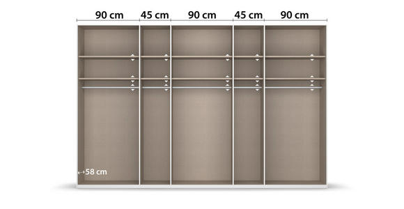 SCHWEBETÜRENSCHRANK  in Weiß  - Chromfarben/Weiß, KONVENTIONELL, Glas/Holzwerkstoff (361/235/68cm) - Novel