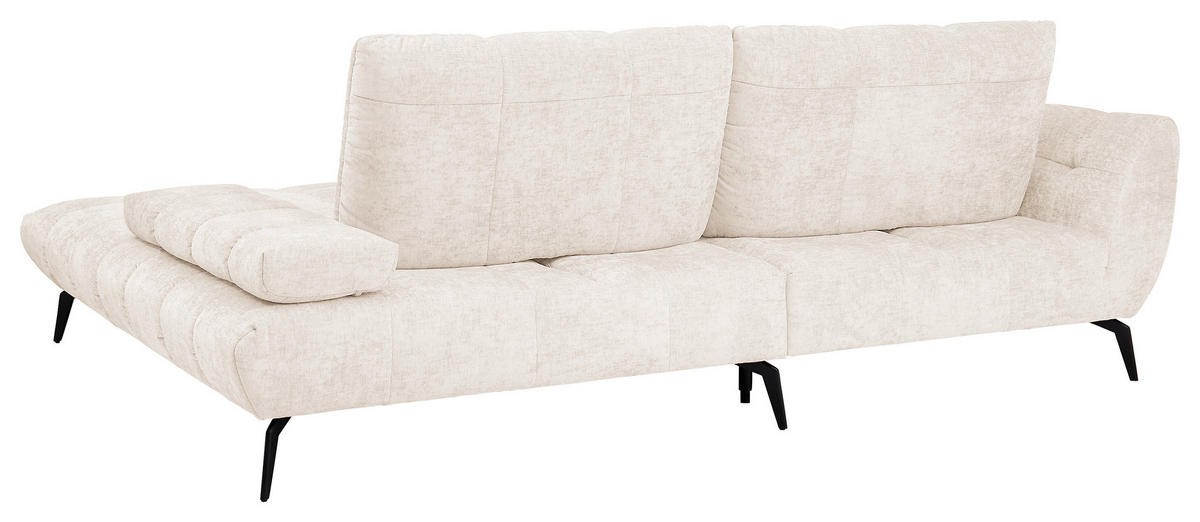 ECKSOFA Creme Flachgewebe Rücken echt, Sitztiefenverstellung  - Creme/Schwarz, KONVENTIONELL, Textil/Metall (273/211cm) - SetOne by Musterring