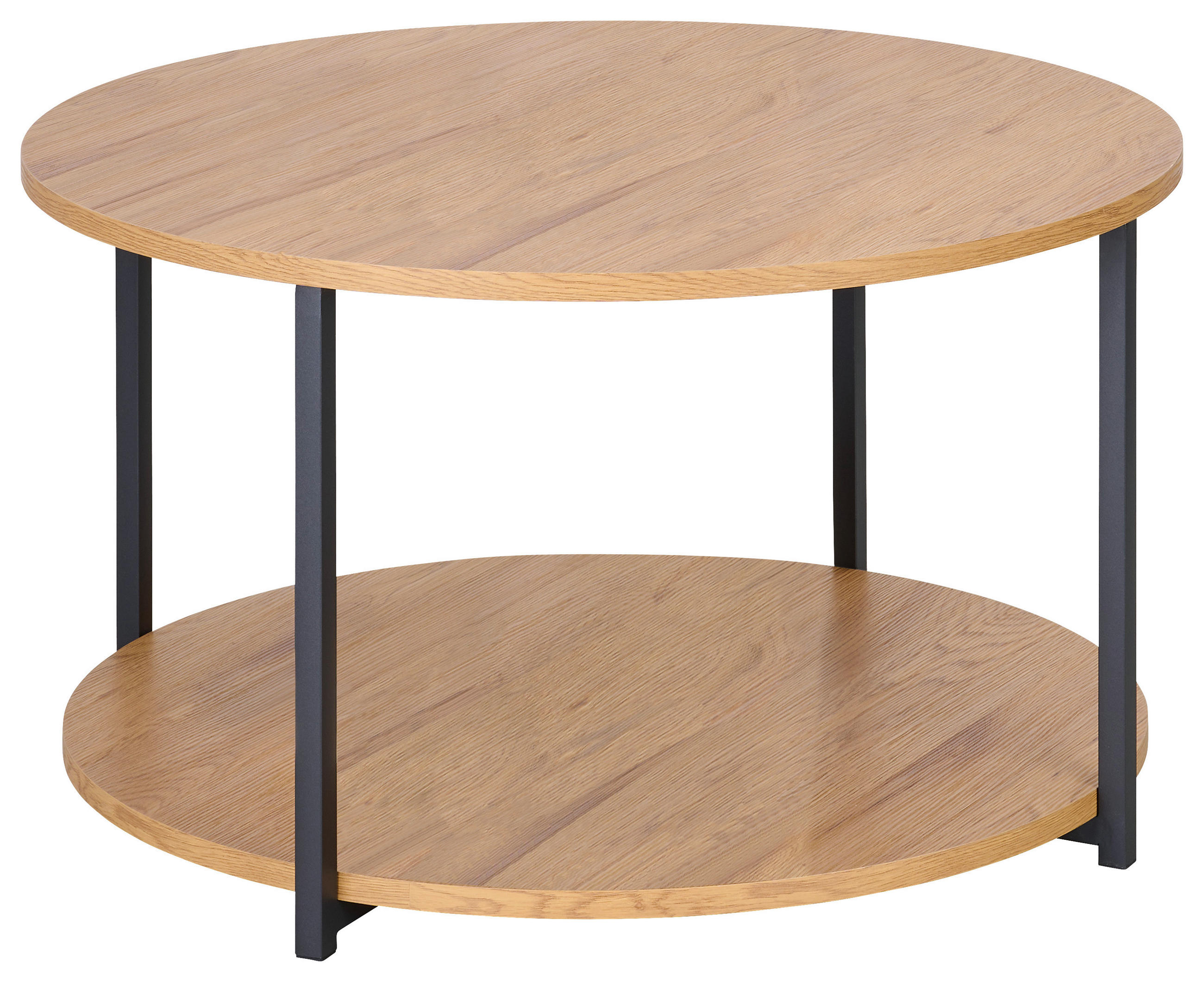 KLUBSKA MIZA, črna, barve hrasta  - črna/barve hrasta, Moderno, kovina/leseni material (80/80/45cm) - Boxxx