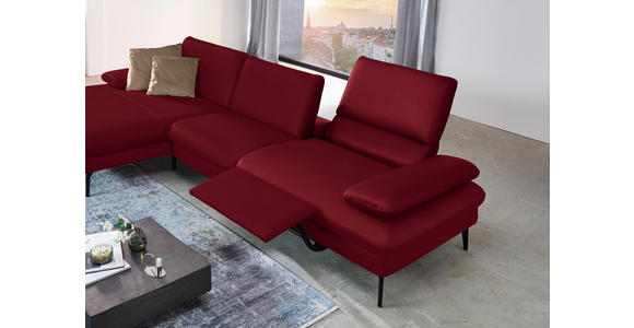 ECKSOFA in Echtleder Dunkelrot 157/325 cm - Schwarz/Dunkelrot, Design, Leder/Metall (157/325cm) - Dieter Knoll
