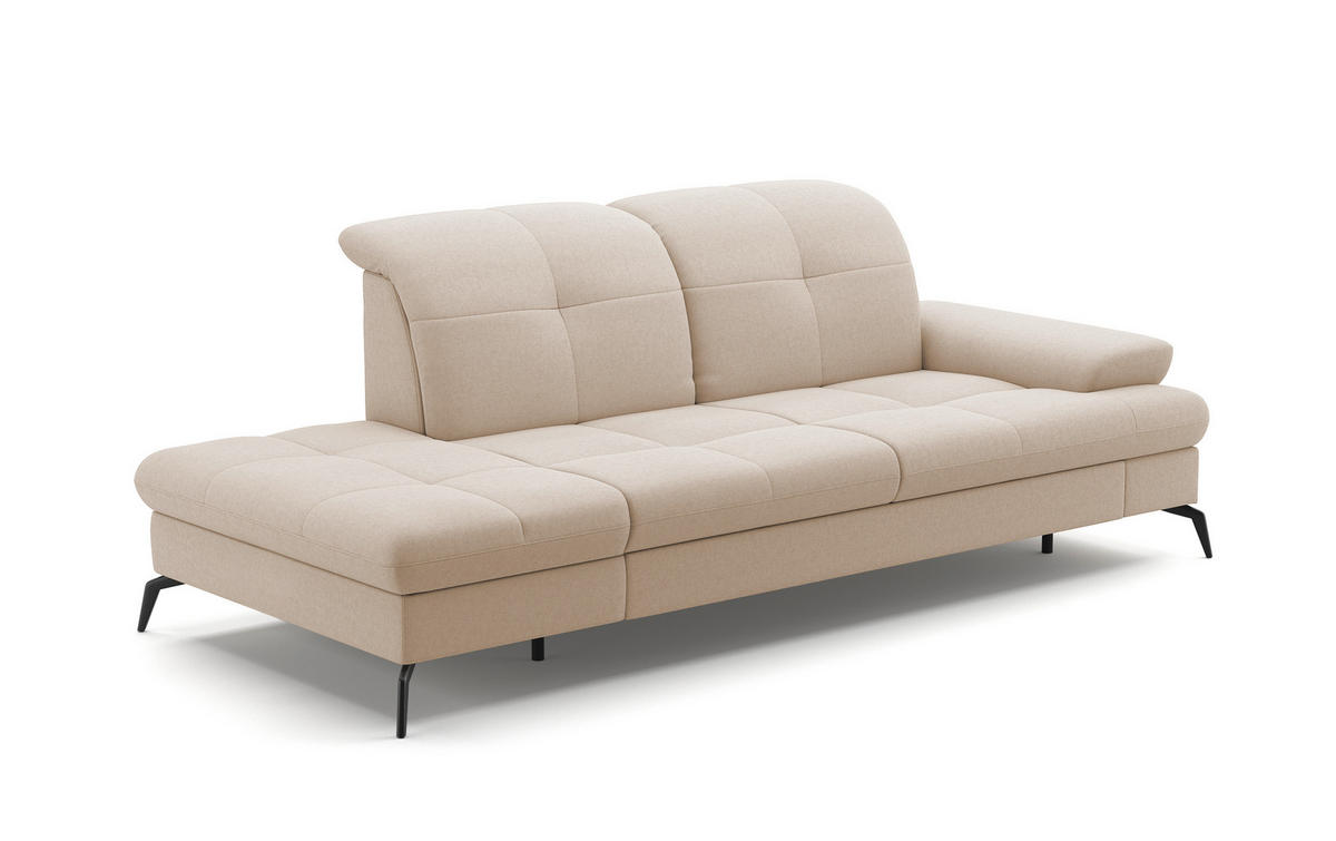RÉCAMIERE Creme Flachgewebe  - Creme/Schwarz, KONVENTIONELL, Textil/Metall (231/90/122cm) - Sit & More