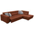 ECKSOFA in Chenille Terracotta  - Chromfarben/Terracotta, Design, Textil (301/207cm) - Xora