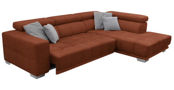 ECKSOFA in Chenille Terracotta  - Chromfarben/Terracotta, Design, Textil (301/207cm) - Xora