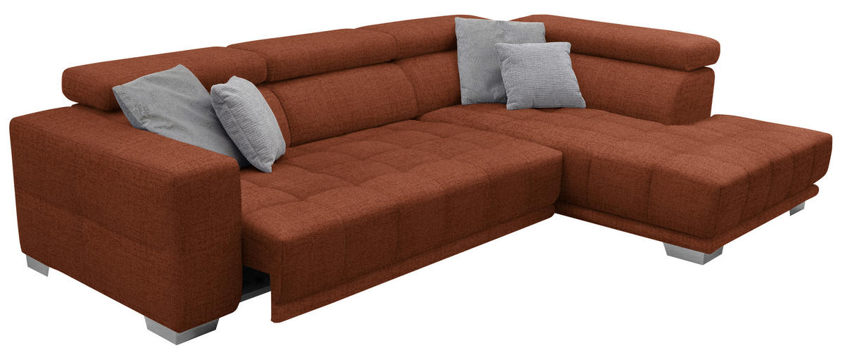 ECKSOFA in Chenille Terracotta  - Chromfarben/Terracotta, Design, Textil (301/207cm) - Xora