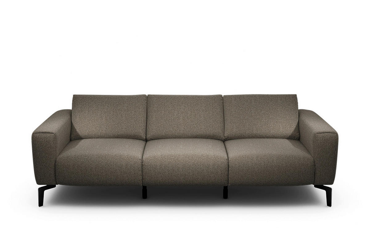3-SITZER-SOFA Chenille Braun  - Schwarz/Braun, Design, Textil/Metall (250/86/86-94cm) - SENSOO