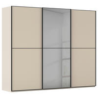 SCHWEBETÜRENSCHRANK 301/223/68 cm 3-türig Champagner, Schwarz  - Champagner/Schwarz, KONVENTIONELL, Glas/Holzwerkstoff (301/223/68cm) - Novel