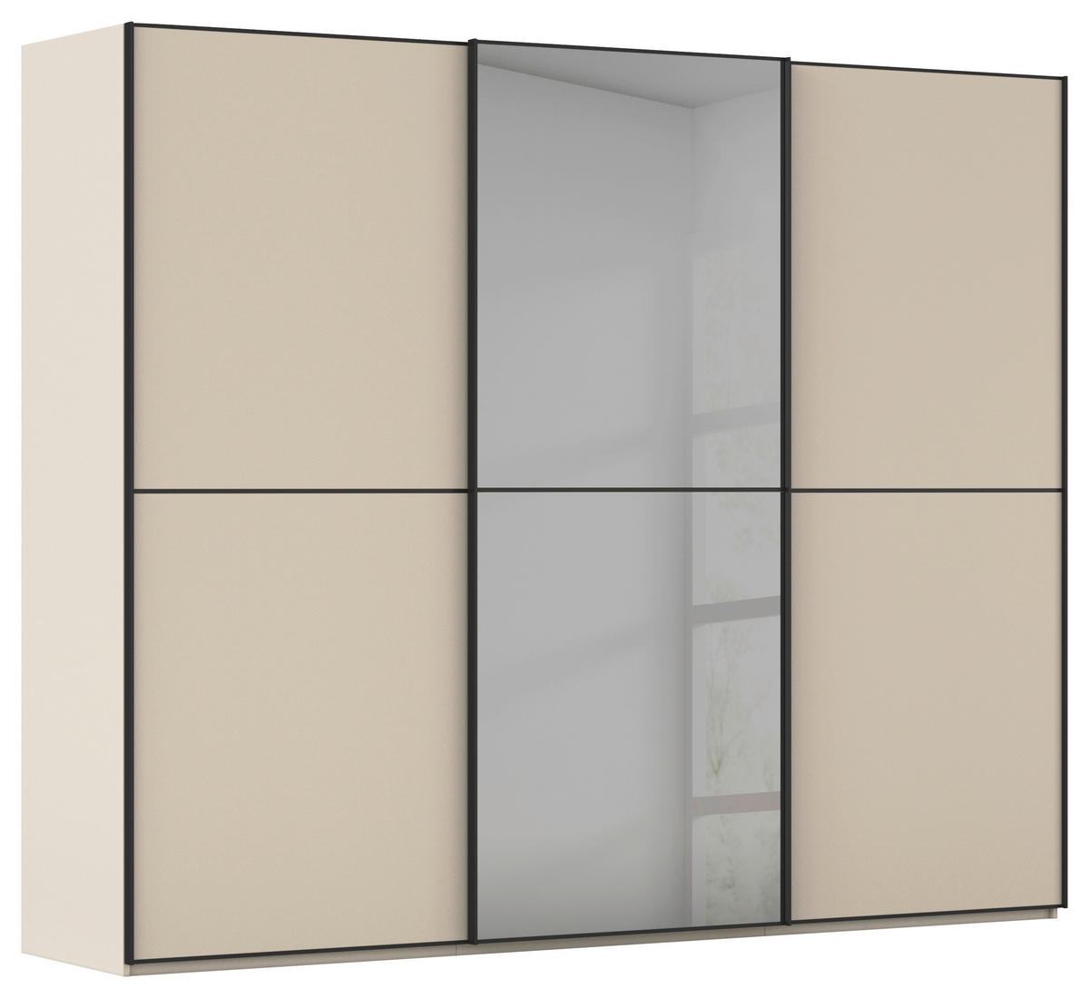 SCHWEBETÜRENSCHRANK 301/223/68 cm 3-türig Champagner, Schwarz  - Champagner/Schwarz, KONVENTIONELL, Glas/Holzwerkstoff (301/223/68cm) - Novel