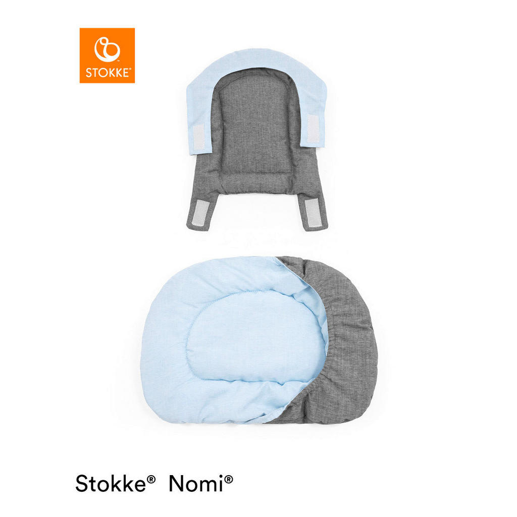 Thumbnail - Stokke Hochstuhleinlage Nomi, Blau, Grau, Textil, Füllung: Baumwollfüllung, 40x25x1 cm, Oeko-Tex® Standard 100, Organic ...