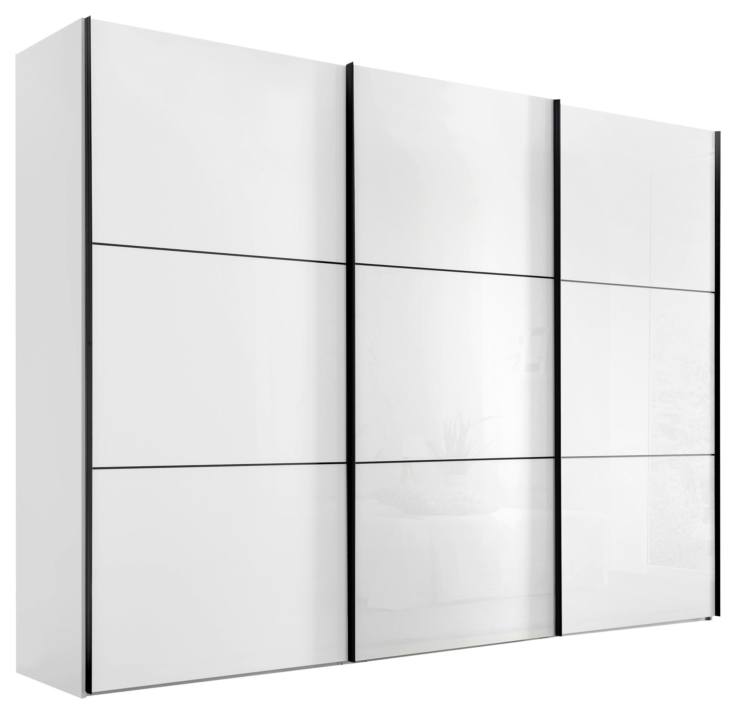 SCHWEBETÜRENSCHRANK 249/222/68 cm 3-türig Weiß  - Schwarz/Weiß, KONVENTIONELL, Glas/Holzwerkstoff (249/222/68cm) - Moderano