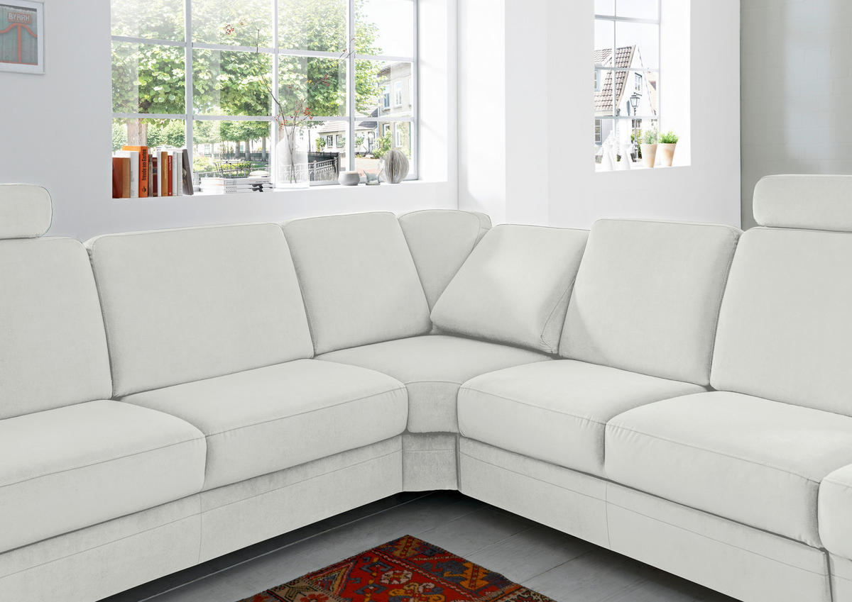 ECKSOFA in Flachgewebe Hellgrau  - Hellgrau/Alufarben, Konventionell, Textil/Metall (269/289cm) - Beldomo System