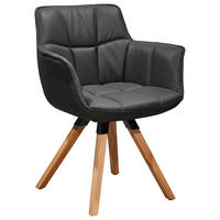 ARMLEHNSTUHL , Beinauswahl, Lederauswahl, Stoffauswahl, Typenauswahl, inklusive Armlehnen , Echtleder  - Eichefarben/Schwarz, Design, Leder/Holz (67/85/60cm) - Musterring