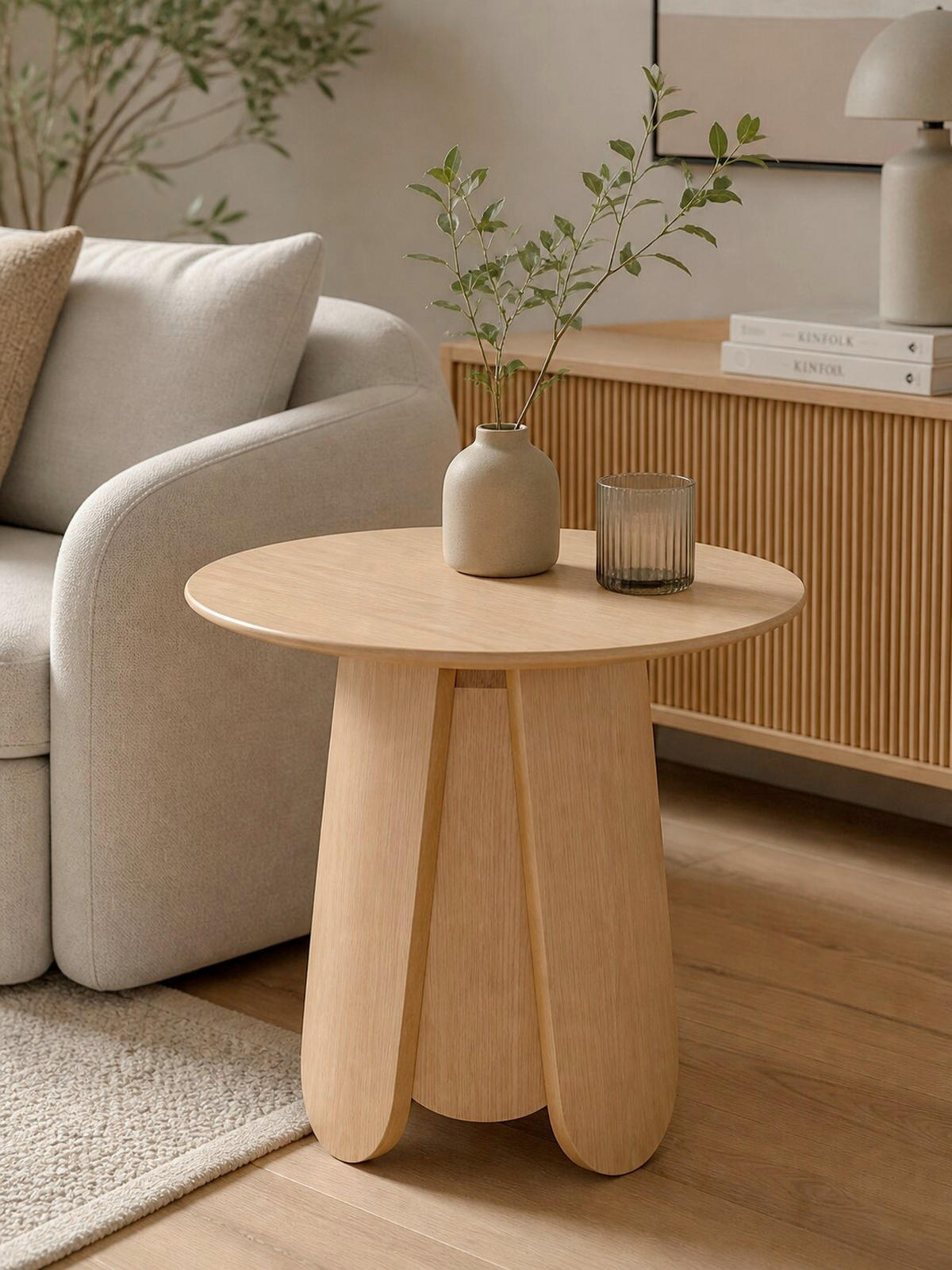 BEISTELLTISCH 50/50/42 cm Eichefarben rund  - Eichefarben, Design, Holzwerkstoff (50/50/42cm) - MID.YOU