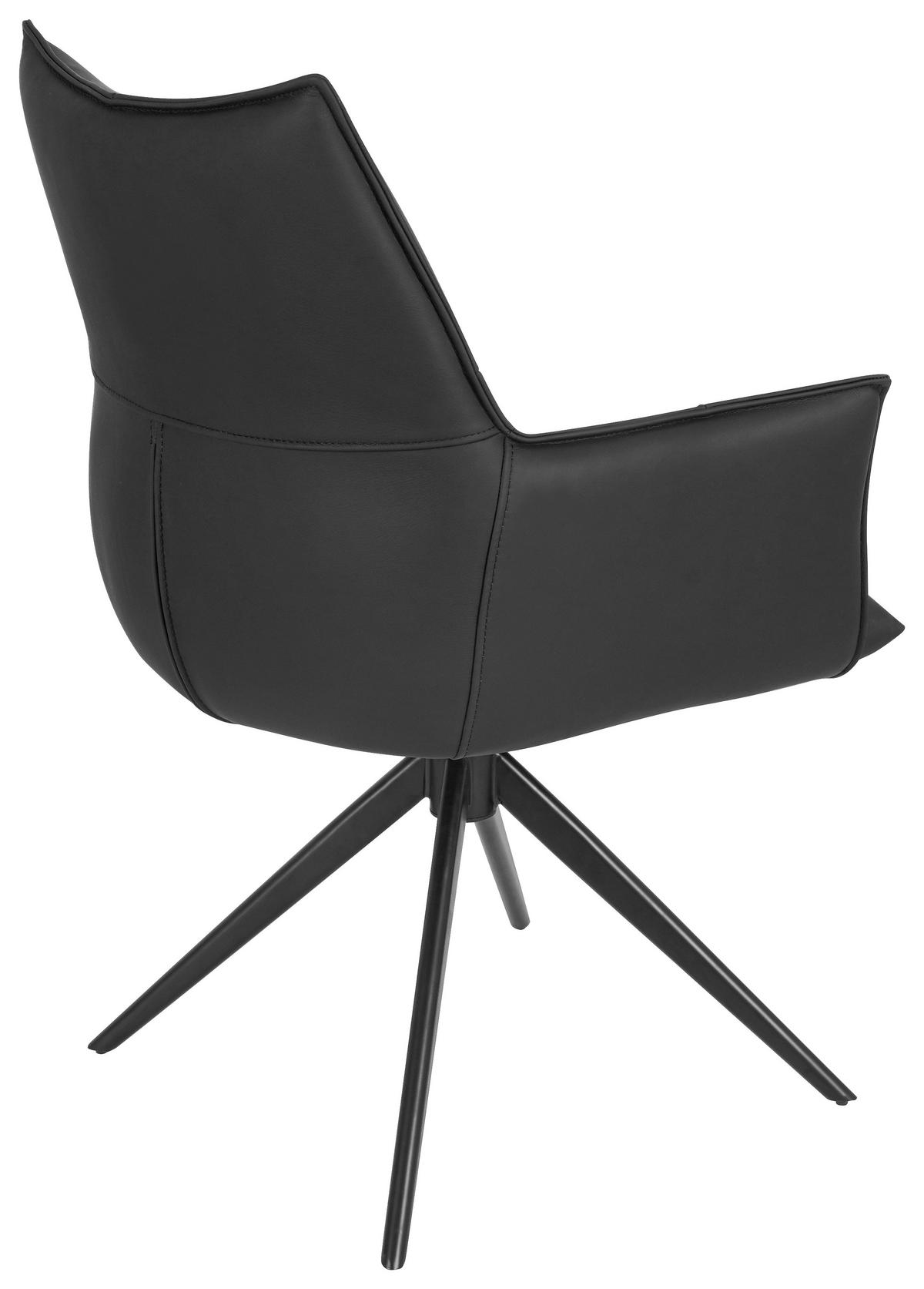 SCAUN CU BRAțE in negru  - negru, Design, metal/piele (62/91/62cm) - Novel