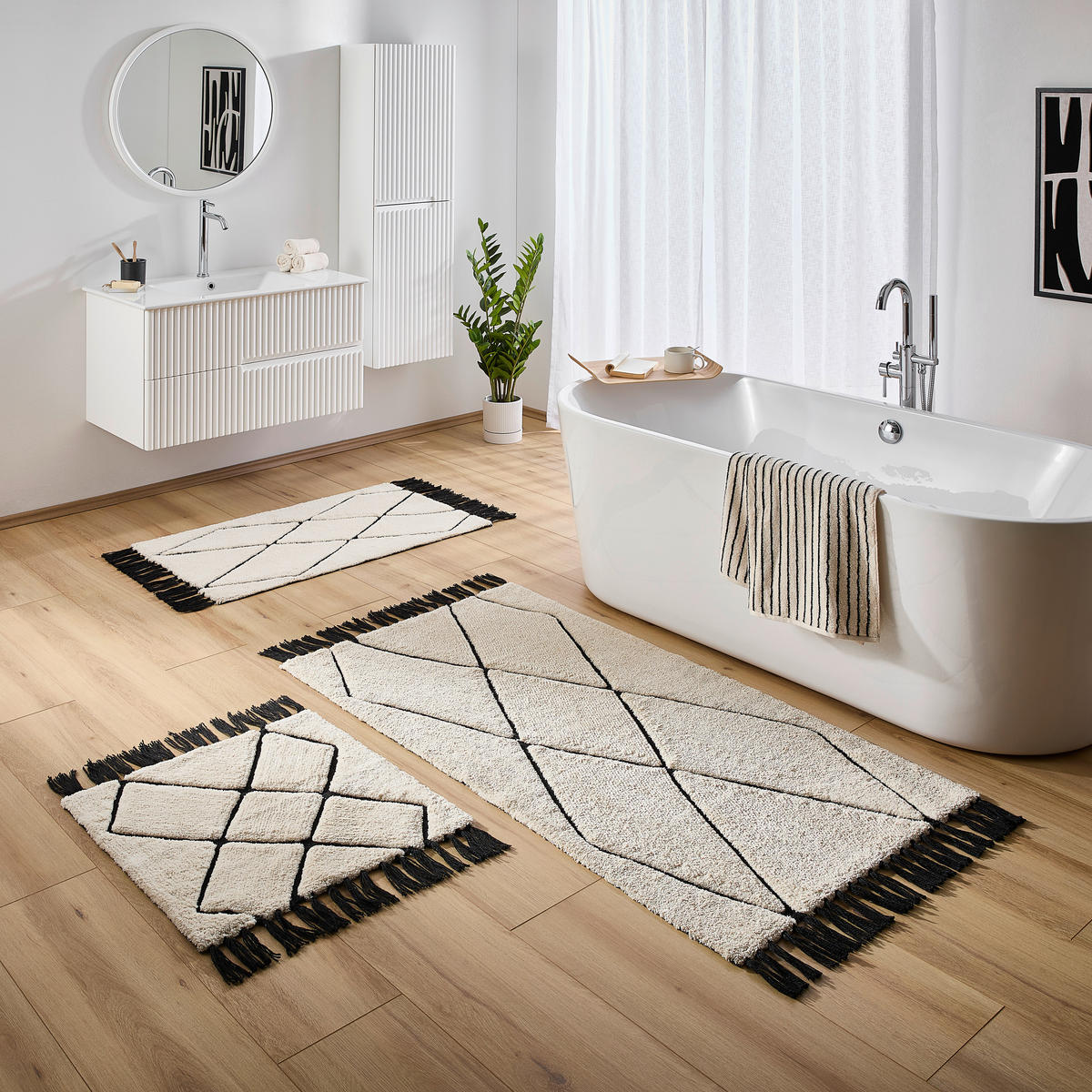 FÜRDŐSZOBASZŐNYEG  60/60 cm  fekete, elefántcsont   - fekete/elefántcsont, textil (60/60cm) - Esposa