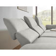 ECKSOFA  in Flachgewebe Silberfarben Armteilverstellung, Relaxfunktion, Drehsitzfunktion  255-365/175-224 cm  - Silberfarben/Schwarz, Design, Textil/Metall (255-365/175-224cm) - Dieter Knoll