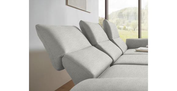 ECKSOFA  in Flachgewebe Silberfarben Armteilverstellung, Relaxfunktion, Drehsitzfunktion  255-365/175-224 cm  - Silberfarben/Schwarz, Design, Textil/Metall (255-365/175-224cm) - Dieter Knoll