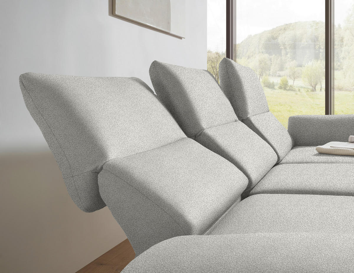 ECKSOFA  in Flachgewebe Silberfarben  255-365/175-224 cm  - Silberfarben/Schwarz, Design, Textil/Metall (255-365/175-224cm) - Dieter Knoll