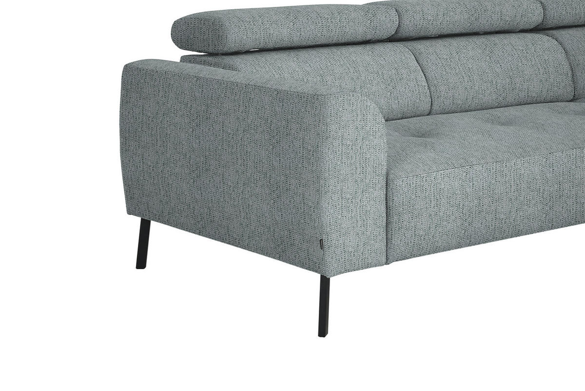ECKSOFA in Webstoff Grau  - Schwarz/Grau, Design, Textil/Metall (280/205cm) - MID.YOU