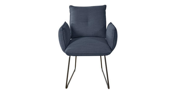 ARMLEHNSTUHL in Stahl Struktur - Schwarz/Dunkelblau, Design, Textil/Metall (65/90/70cm) - Dieter Knoll