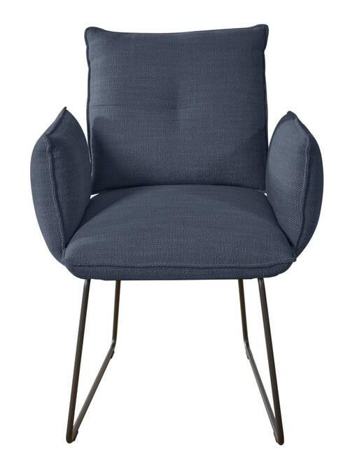 ARMLEHNSTUHL  in Stahl Struktur  - Schwarz/Dunkelblau, Design, Textil/Metall (65/90/70cm) - Dieter Knoll